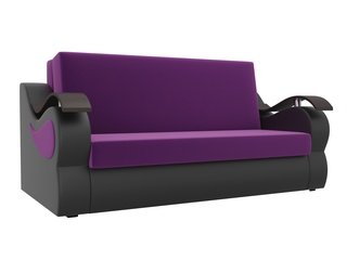 Диван-кровать аккордеон Меркурий, фиолетовый/черный/микровельвет/экокожа