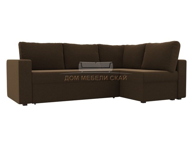 Угловой диван-кровать правый Оливер, коричневый/микровельвет
