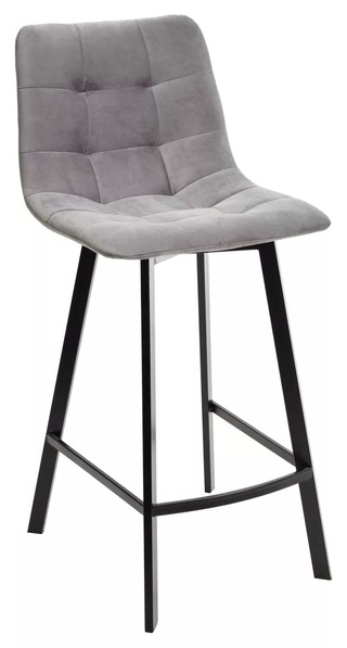 Полубарный стул CHILLI-QB SQUARE, велюровый светло-серого цвета #26/черный каркас