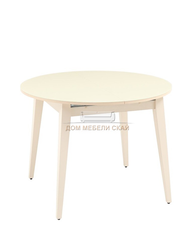 Стол обеденный раскладной круглый Берлин 100, кремовый матовый