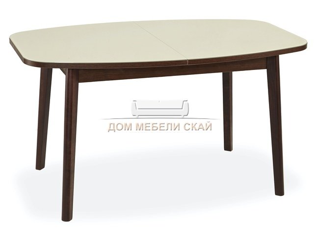 Стол обеденный раздвижной ATLANTIS, венге/стекло бежевое