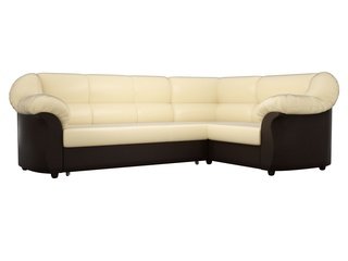 Угловой диван-кровать правый Карнелла, бежевый/коричневый/экокожа