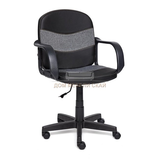 Кресло офисное Багги Baggi, черная экокожа/серая ткань