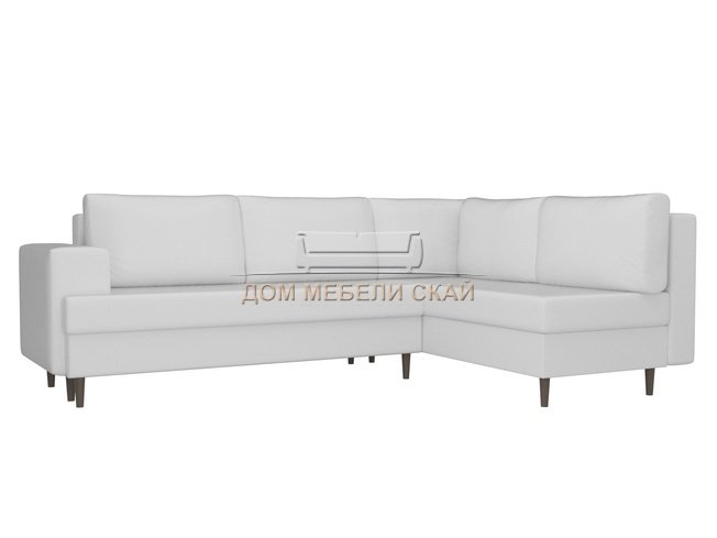 Угловой диван-кровать правый Сильвана, белый/экокожа