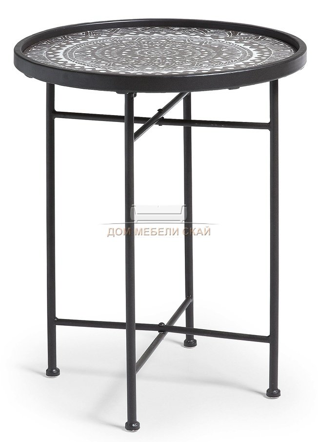 Журнальный боковой столик Adri, черный/шелкография