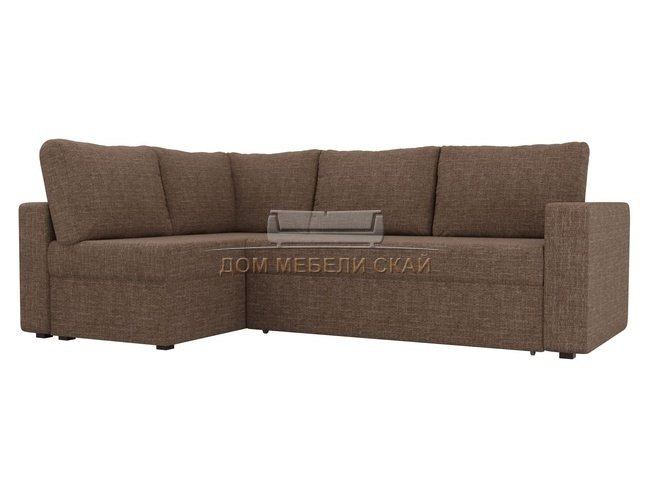 Угловой диван-кровать левый Оливер, коричневый/рогожка
