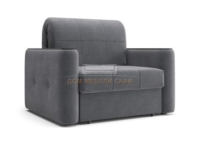 Кресло-кровать Ницца 800, velutto 32 серый/накладка венге