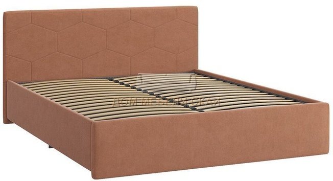 Кровать двуспальная 160x200 Квантум 2, персиковый велюр