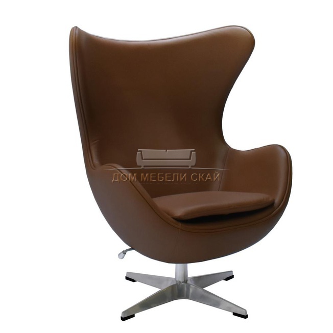 Кресло EGG CHAIR, натуральная кожа коричневого цвета