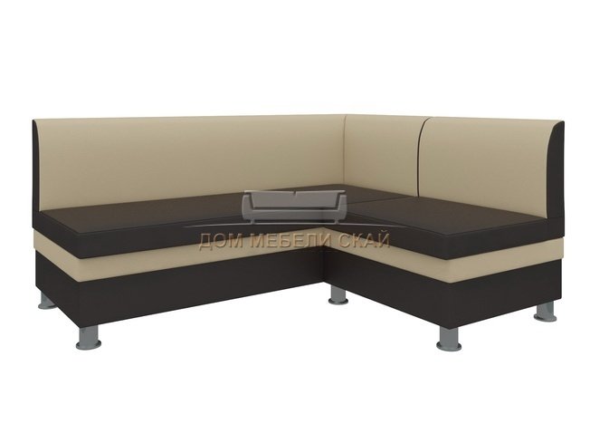 Кухонный угловой диван правый Уют, коричневый/бежевый/экокожа