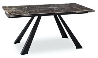 Стол обеденный раздвижной SQUARE, черный/коричневый мрамор