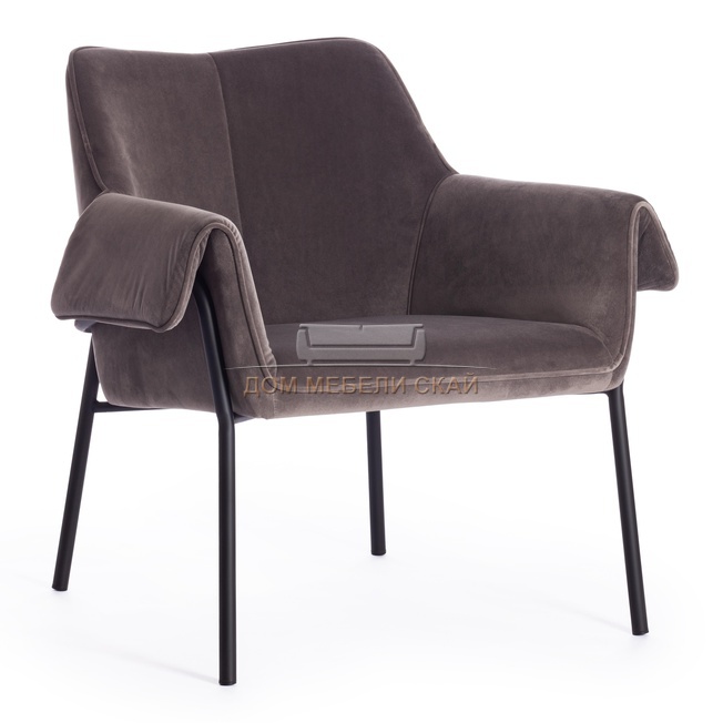 Кресло BESS mod. 0179471, вельвет серо-коричневый S108 (84 Brown)/черный