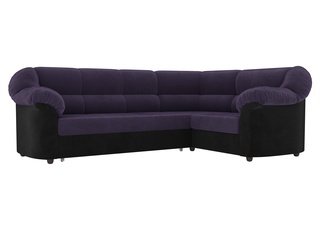 Угловой диван-кровать правый Карнелла, фиолетовый/черный/велюр
