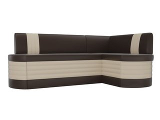 Кухонный угловой диван правый Токио, коричневый/бежевый/экокожа