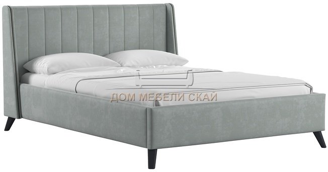 Кровать полутороспальная Мелисса 140х200, тори 61 велюр серебристый серый