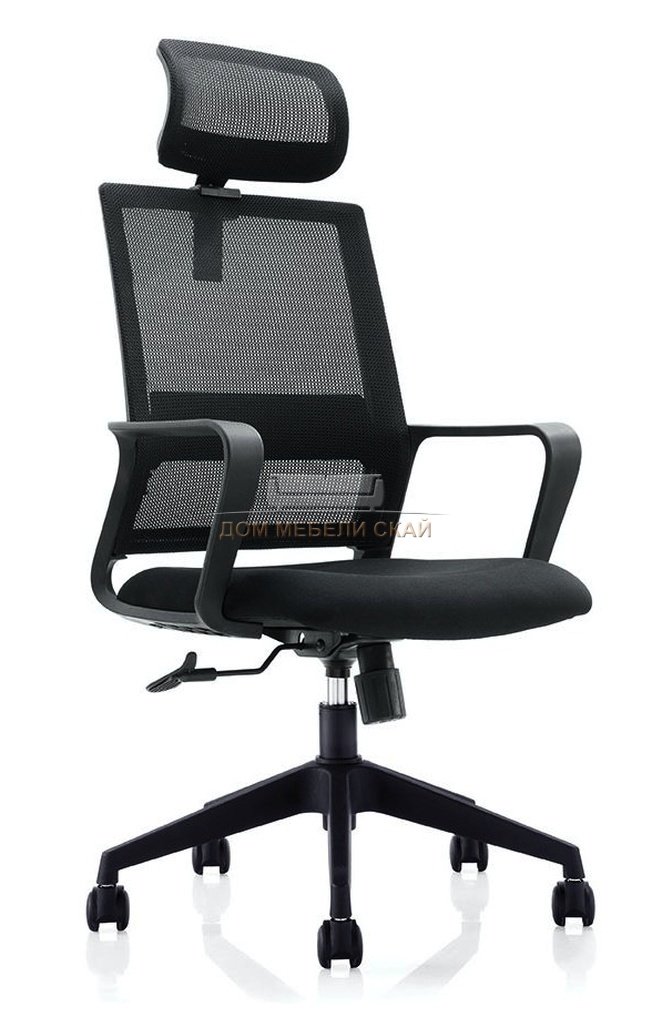 Кресло офисное Практик, черный пластик/черная сетка/черная ткань