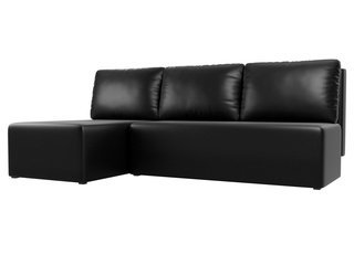 Угловой диван-кровать левый Поло, черный/экокожа