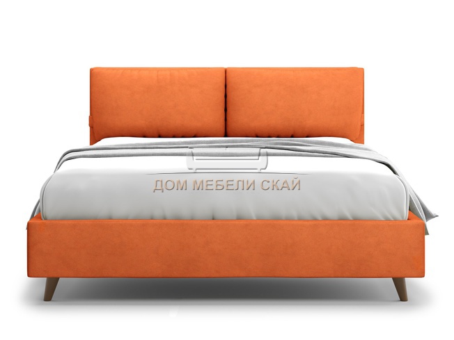 Кровать полутороспальная 140x200 Trazimeno Lux, оранжевый велюр velutto 27