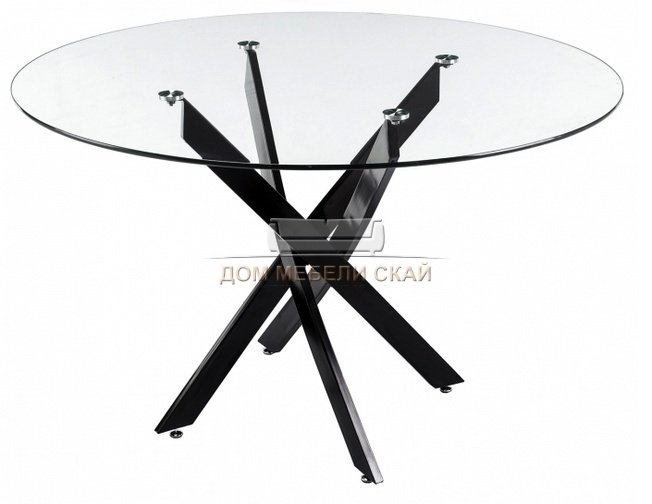 Стол обеденный со стеклом Komo 90, black 