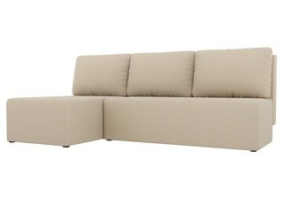 Угловой диван-кровать левый Поло, бежевый/рогожка