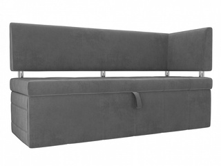 Кухонный диван Стоун с правым углом, серый велюр