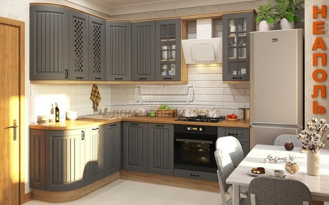 Угловая кухня Неаполь 1720x2400, серый матовый