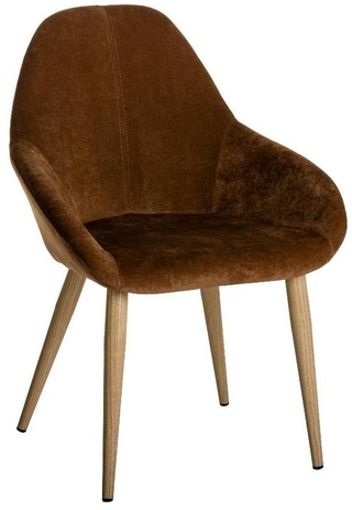 Стул-кресло Kent, микровельвет коричневого цвета/натуральный дуб