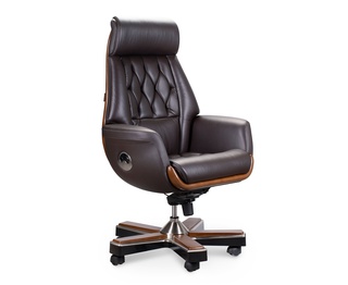 Офисное кресло Трон, коричневая натуральная кожа