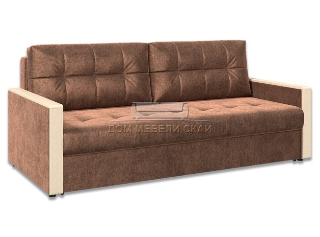 Диван-кровать Норд с декором, коричневый велюр/columbia/береза