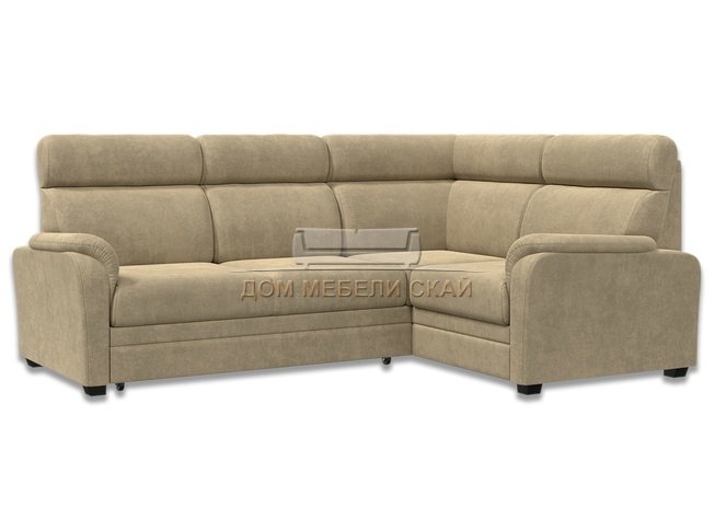 Угловой диван-кровать Омега 3-1, бежевый велюр
