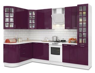 Кухня Модерн угловая 1720x3000, фиолетовый глянец