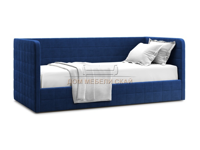 Кровать-кушетка мягкая Brenta 90x200 с ПМ, синий велюр velutto 26