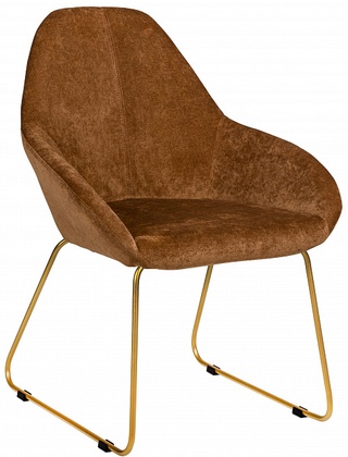 Стул-кресло Kent, микровельвет коричневого цвета/линк золото