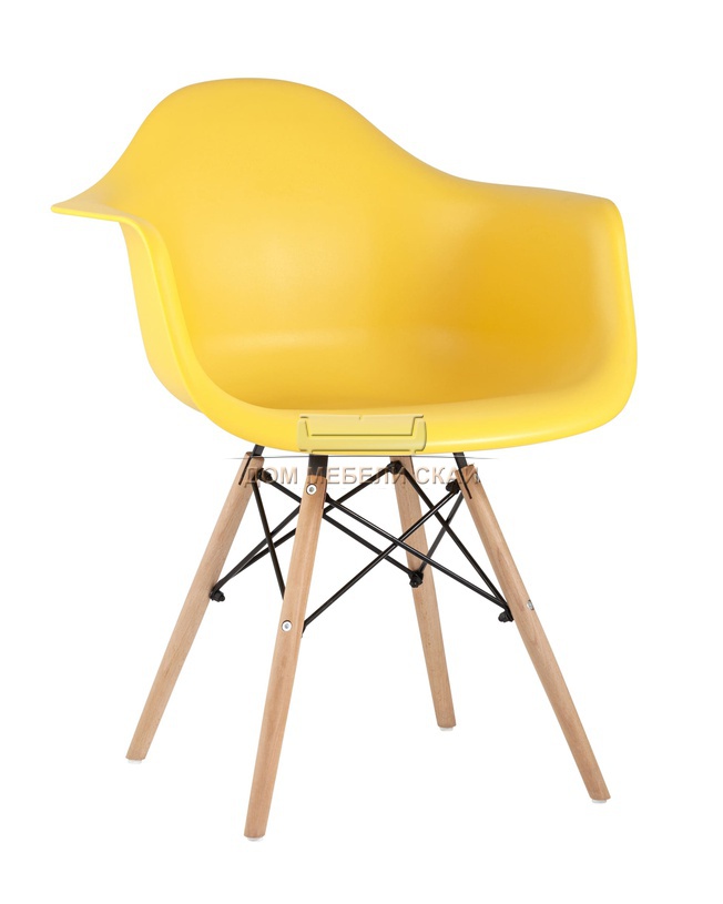Стул-кресло EAMES, пластиковый желтого цвета