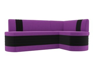 Кухонный угловой диван правый Токио, фиолетовый/черный/микровельвет