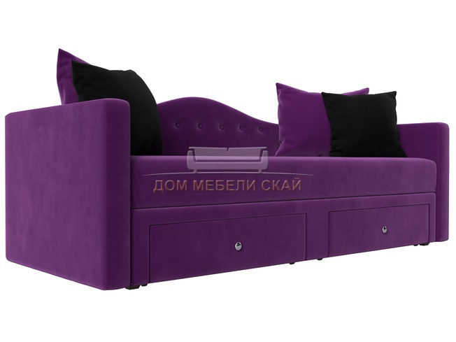 Детский диван Дориан, фиолетовый/черный/микровельвет