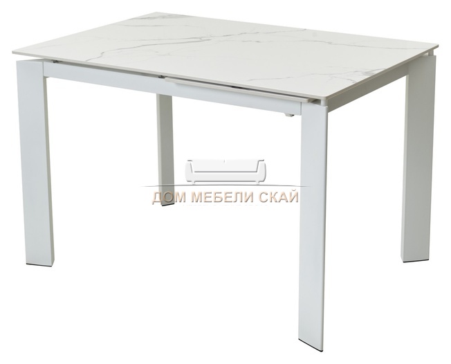 Стол обеденный раздвижной CORNER 120, GLOSS STATUARIO WHITE SINTERED STONE/WHITE
