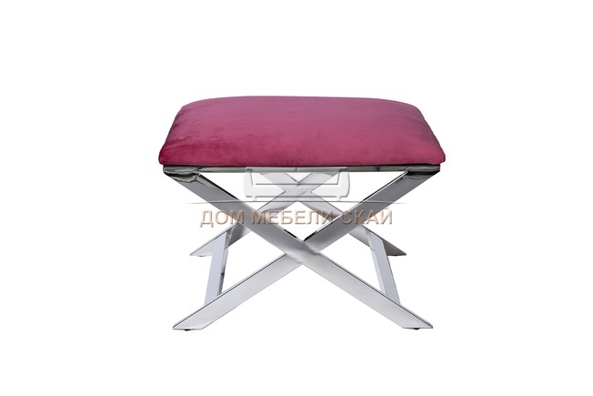 Банкетка 47ED-BEN012-DP, велюр темно-розовый/хром