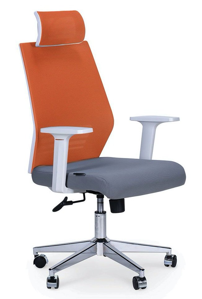 

Кресло офисное Престиж, белый пластик/оранжевая сетка/серая ткань