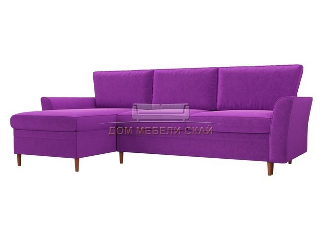 Угловой диван-кровать левый София, фиолетовый/микровельвет
