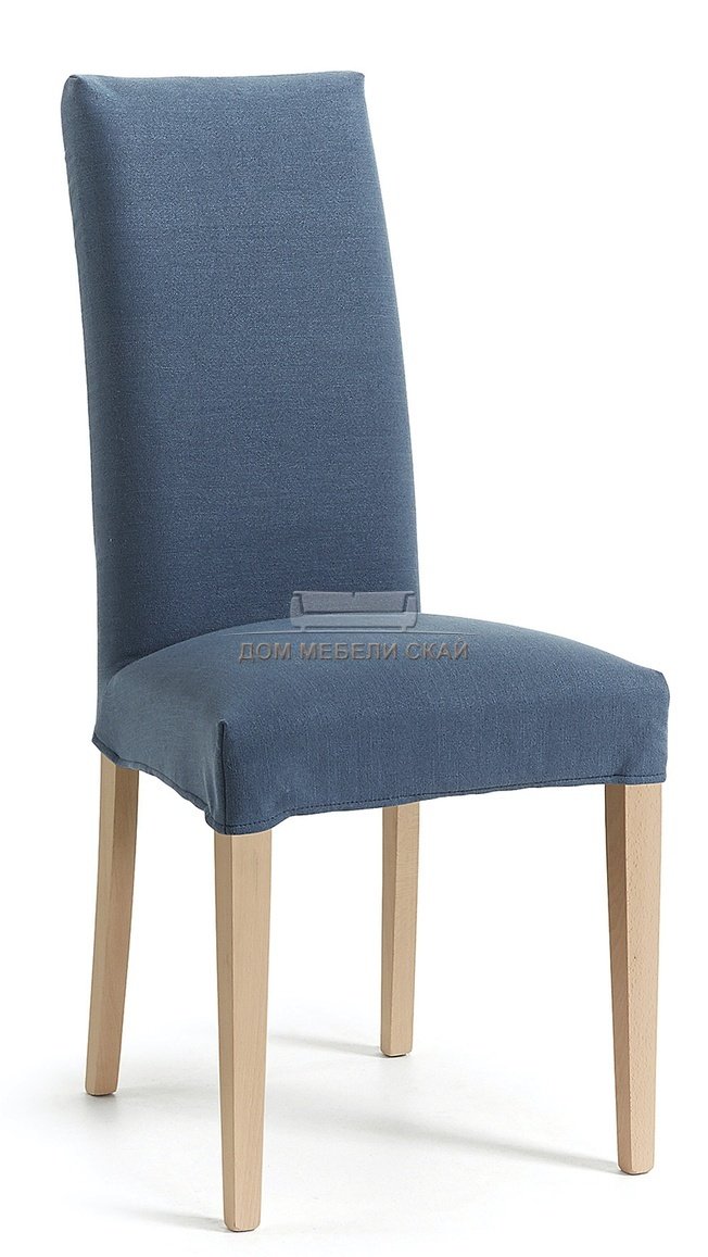 Стул Freia, рогожка синего цвета/натуральный каркас