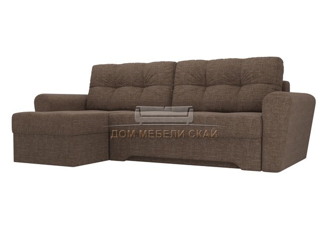 Угловой диван-кровать левый Амстердам, коричневый/рогожка