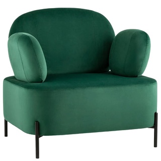 Кресло Кэнди с подлокотниками, велюр зелёный