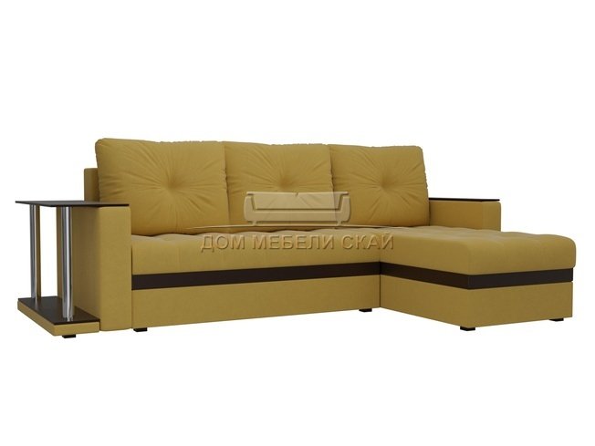 Угловой диван-кровать правый Атланта М, желтый/микровельвет