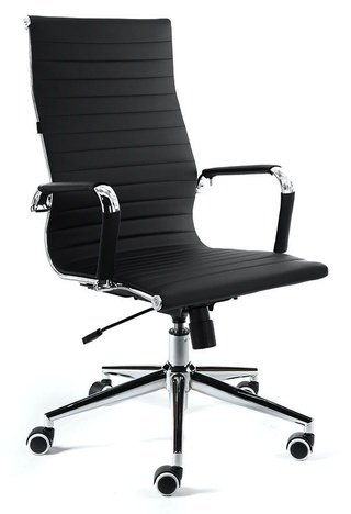 Кресло офисное Техно, хром/черная экокожа