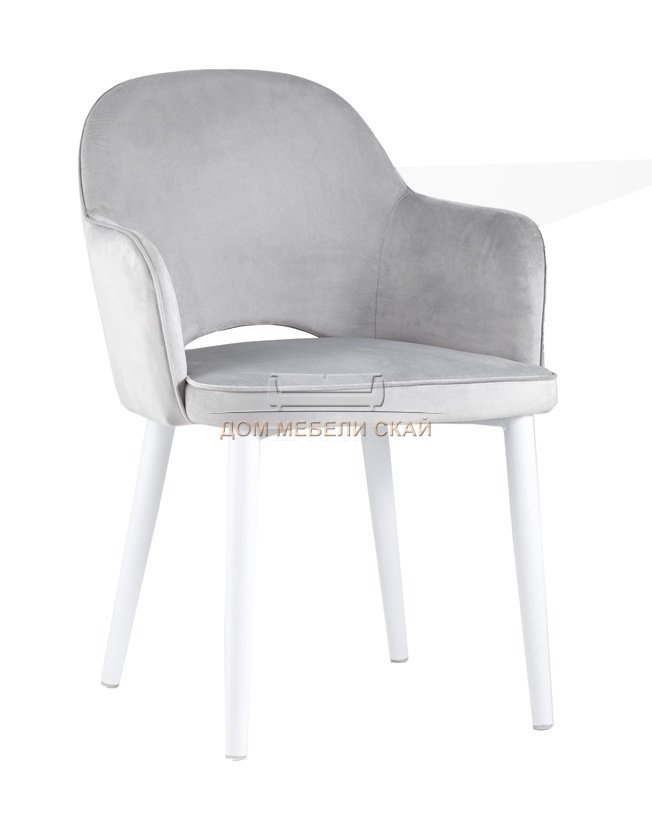 Стул Венера, велюровый серого цвета/белый