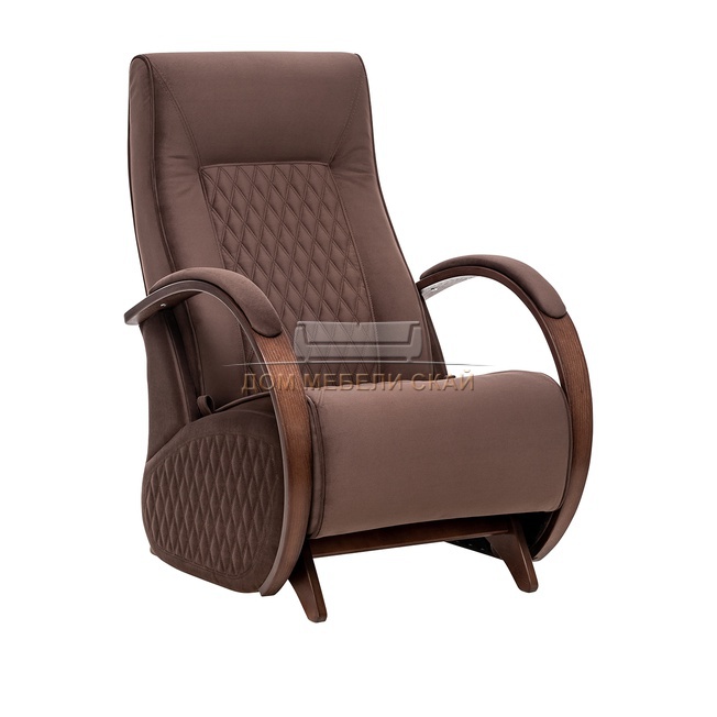 Кресло-глайдер Balance 3 с накладками, велюр коричневый Maxx 235/орех антик шпон