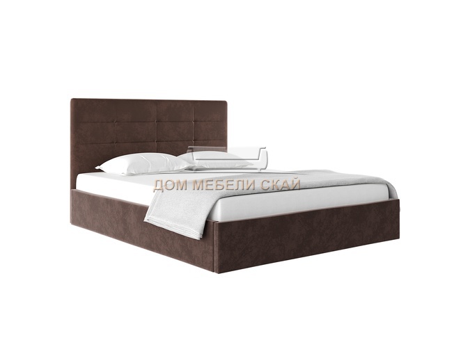 Кровать двуспальная 160х200 Соната с ПМ, велюр шоколадный