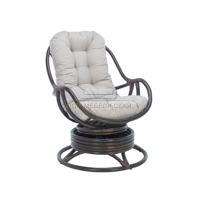 Кресло-качалка KARA с подушкой, орех/бежевый