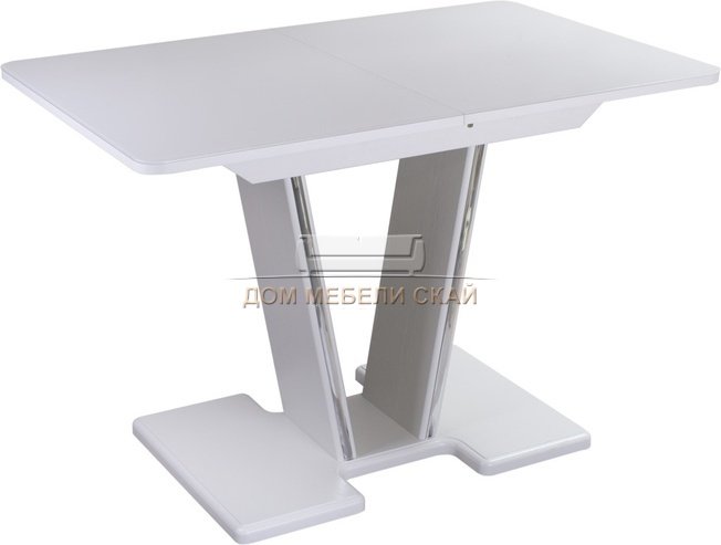 Стол обеденный раздвижной Танго мини ПР-3, белый/белое стекло